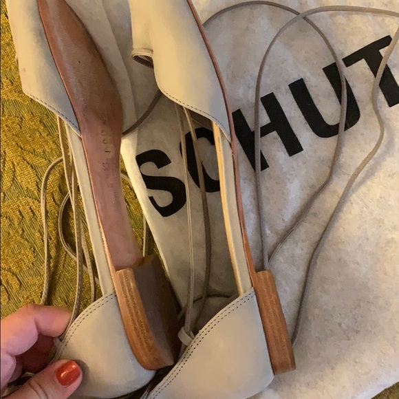 Schutz Suede Lace Up Flats - Picture 3 of 9